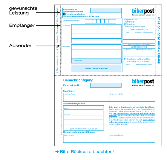 Einschreiben - biberpost